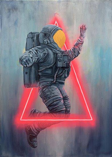Kunst_art_Astronaut_arte_colors_neofarben_neo colors_light_triangle_blaues Gemälde_Deko_