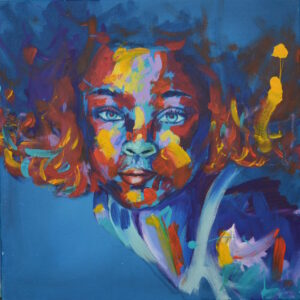 Charles Castro - Personal Radiography – Charles Castro beim Malen - Porträt Mädchen, bunt